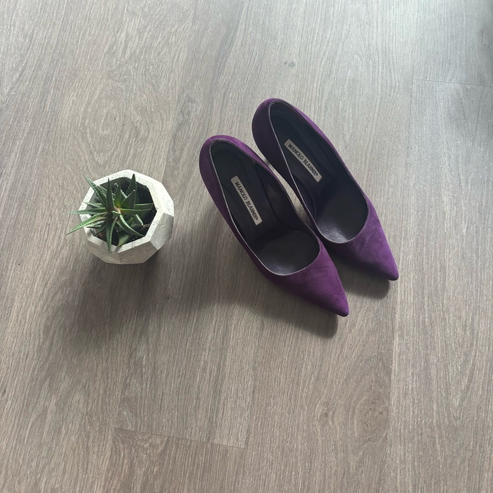 Manolo Blahnik Plum Purple Suede Pumps/Heels
